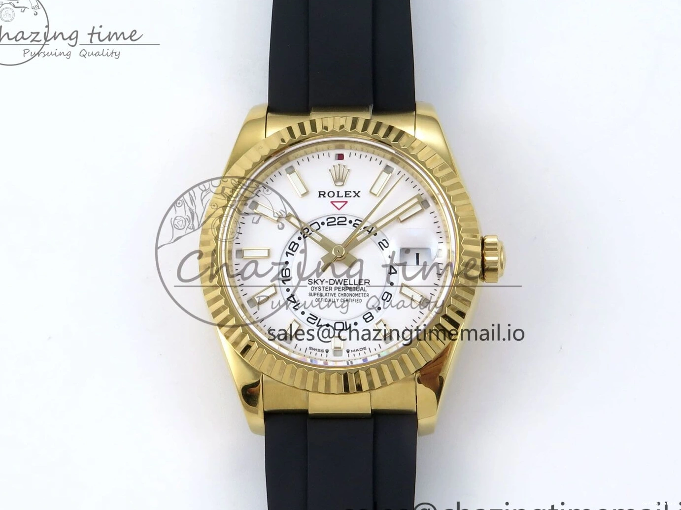 0701 Trendy Sky-Dweller 336238 YG ZF 1:1 Best Edition White Dial on Oysterflex Strap A23J (Gain Weight) 904